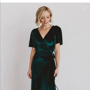 Emerald green velvet Baltic Born dress.